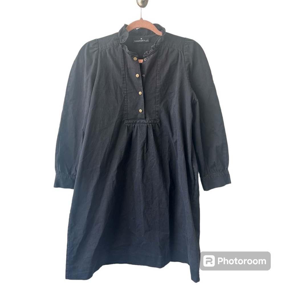 Pomander Place Claiborne Cotton Dress Long Sleeve Black GUC R0726
